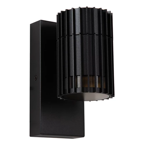 Lucide TIMBALA - Wandspot / Wandlamp Binnen/Buiten - 1xGU10 - IP44 - Zwart | Essential - uitgezet